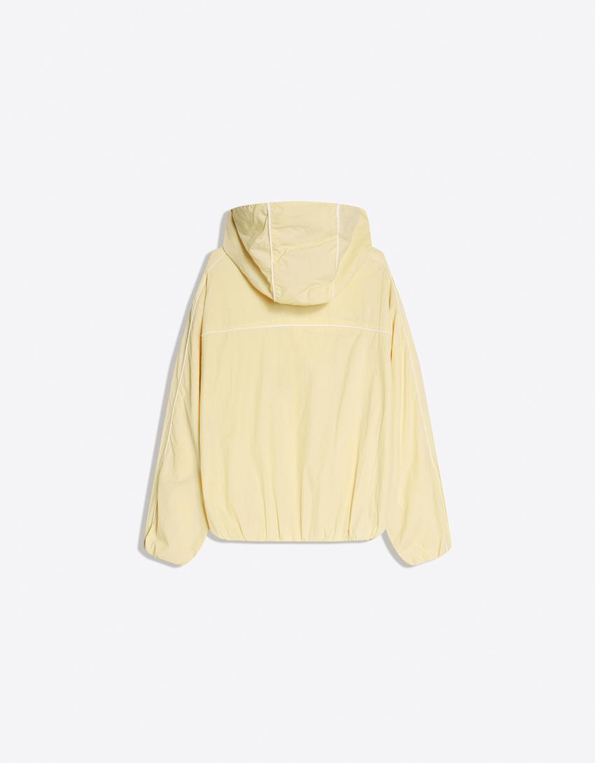 Technical hooded jacket-Beige