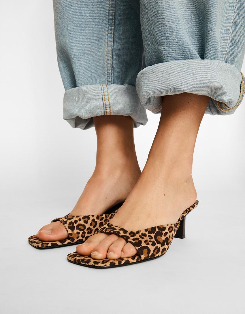 Animal print kitten heel sandals-ANIMAL PRINT-2