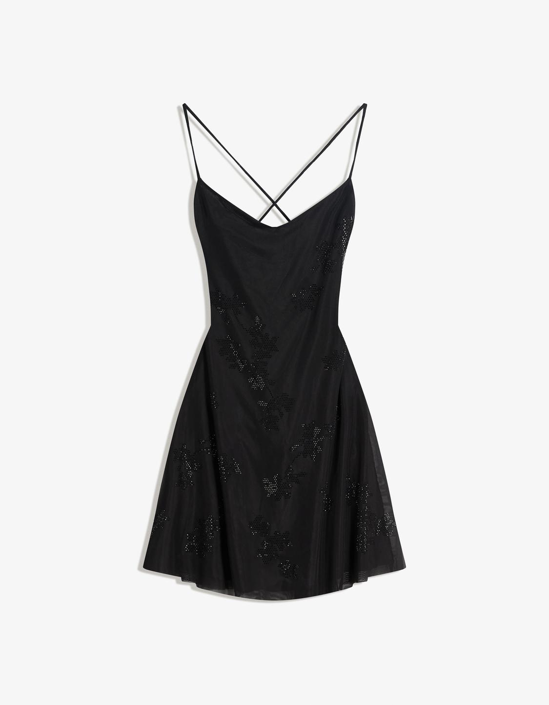 Mini strappy tulle diamante dress
