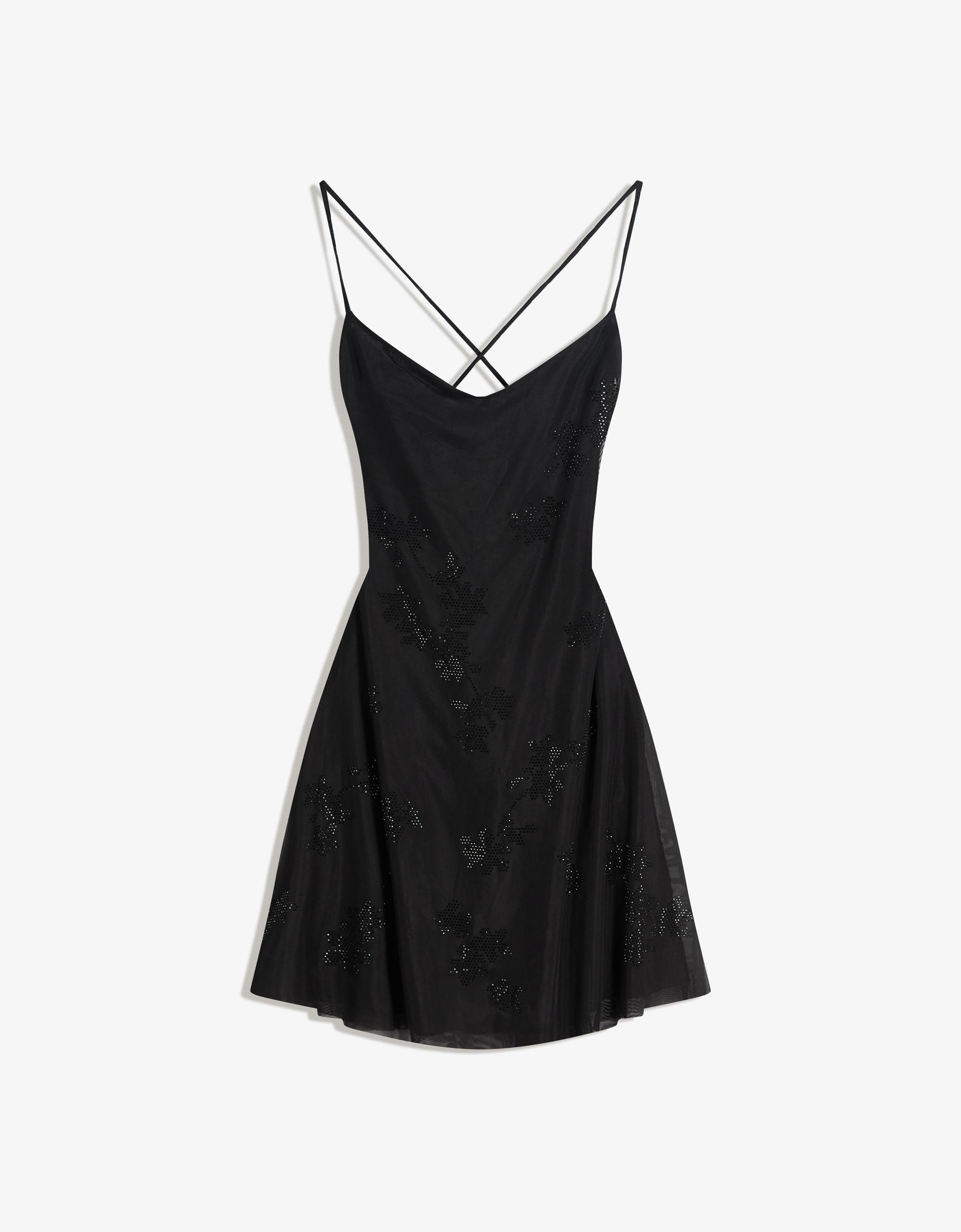 Mini strappy tulle diamante dress - Women | Bershka Mini strappy tulle diamante dress - Women | Bershka