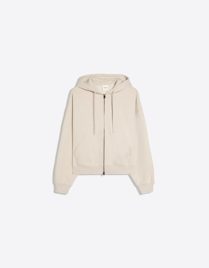 Zip-up hoodie-Stone