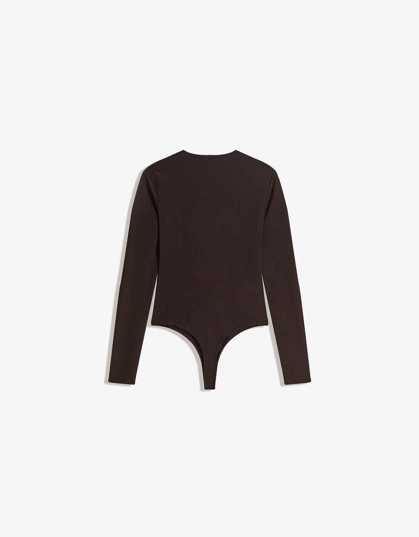 Body manga larga-Marrón