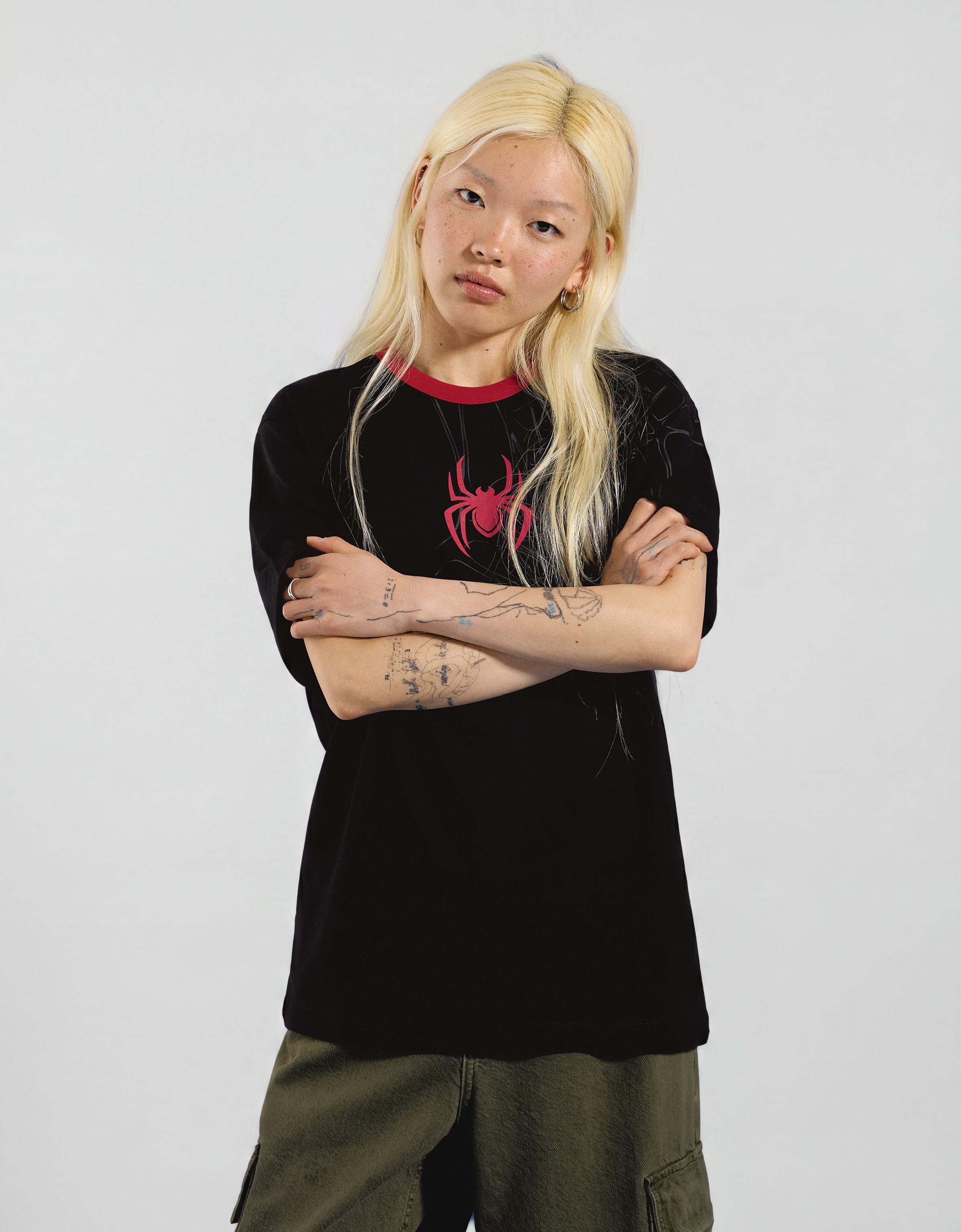 SPIDER-MAN contrast print T-shirt — Black