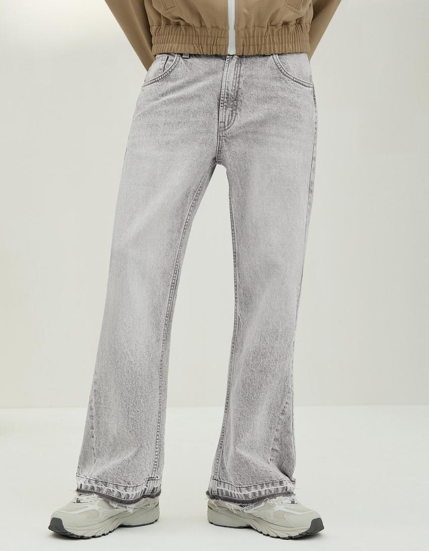 Straight flared jeans-Grey