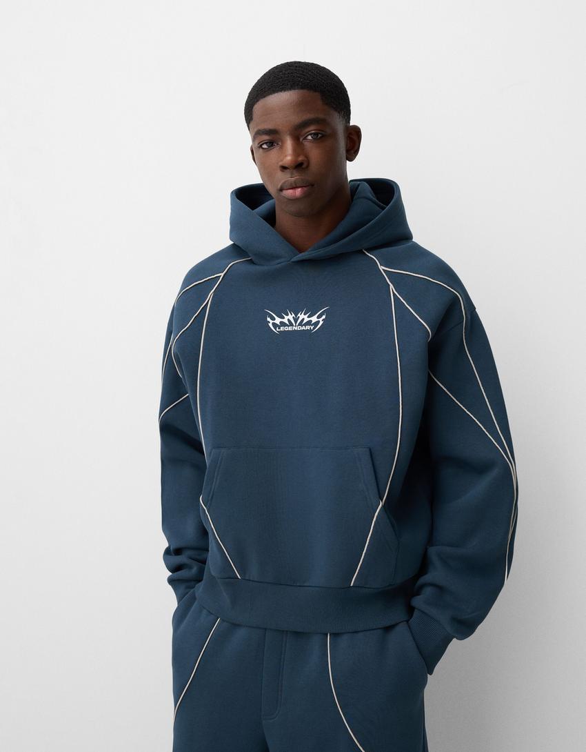 Ensemble sweat et pantalon molleton-Marine-3