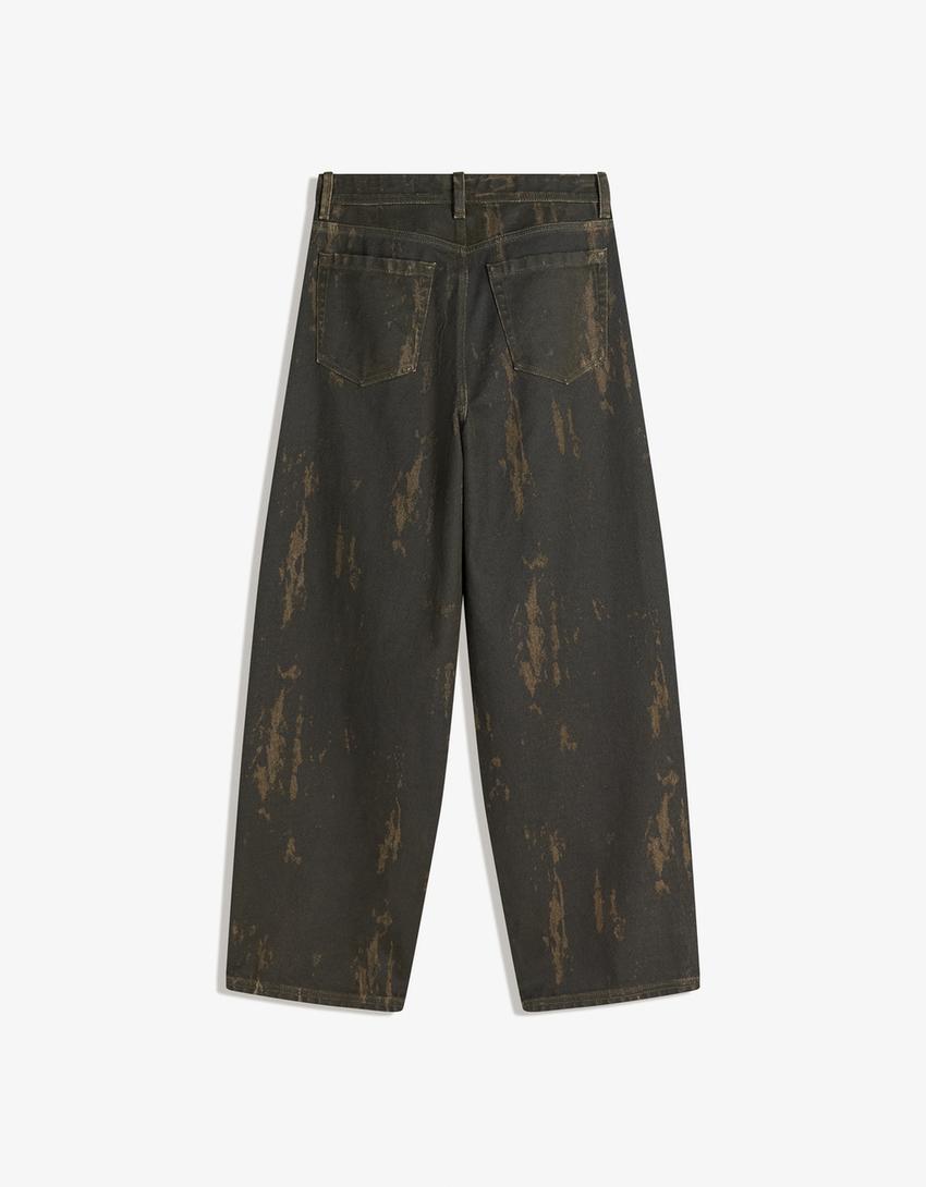 Printed baggy trousers-Khaki