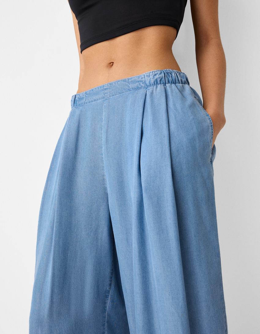 Lyocell culotte jeans-Light blue-3
