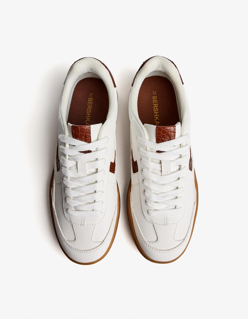 Retro sneakers with animal print details-WHITE-2
