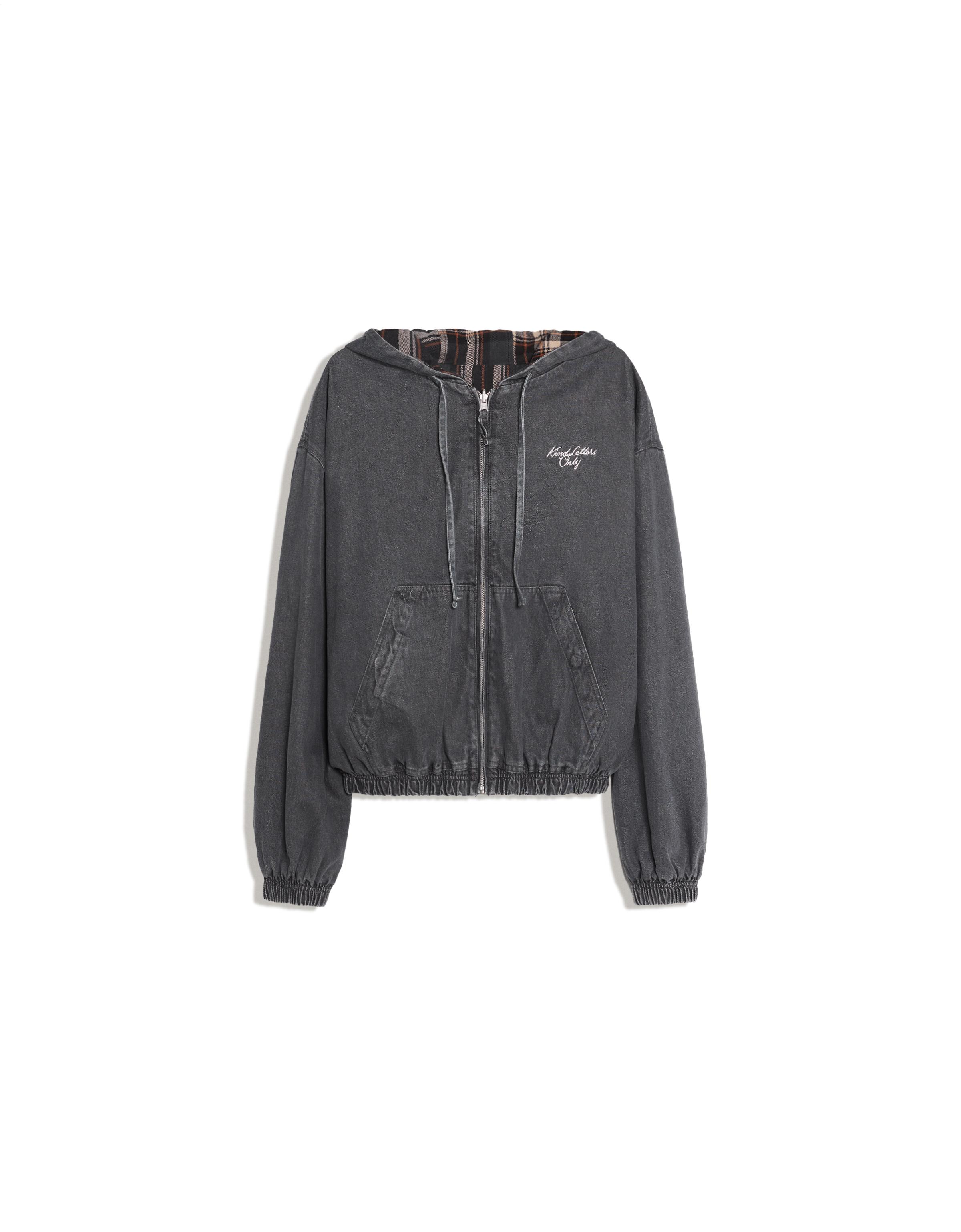 Reversible hooded zip-up jacket — Dark grey