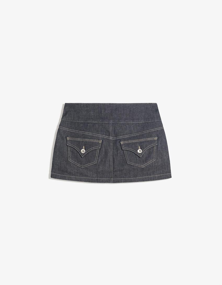 Fustă-pantalon din denim-Bleumarin