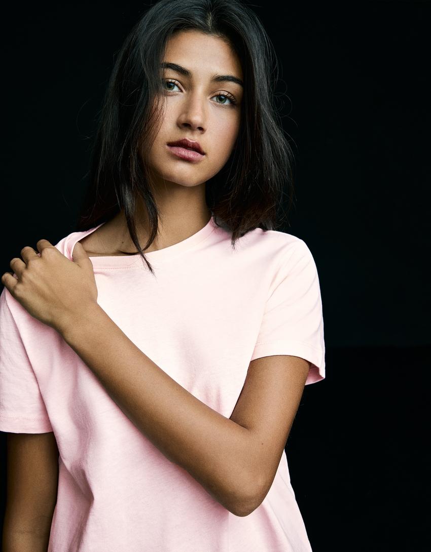 Basic T-Shirt mit kurzen Ärmeln-Rosa