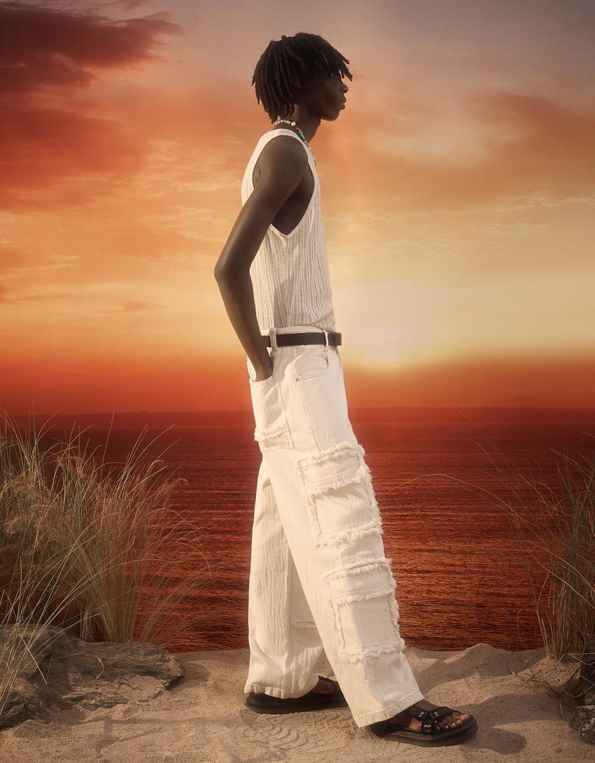 Jean super cargo-Écru-3