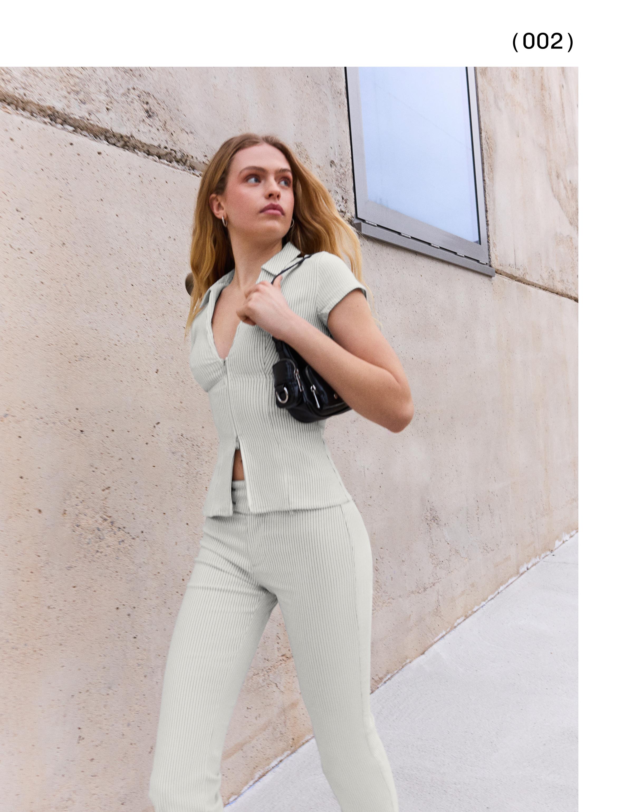 Kısa kollu fermuarlı gömlek