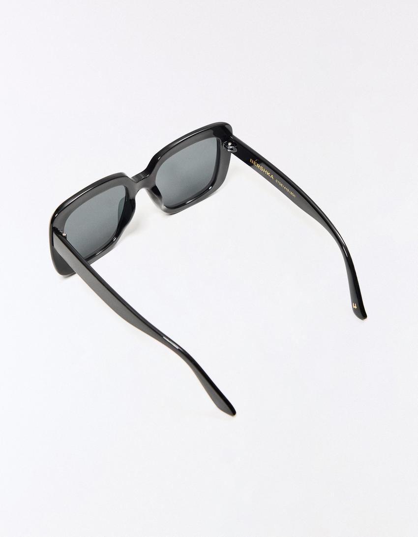 Kare çerçeveli güneş gözlüğü-Siyah