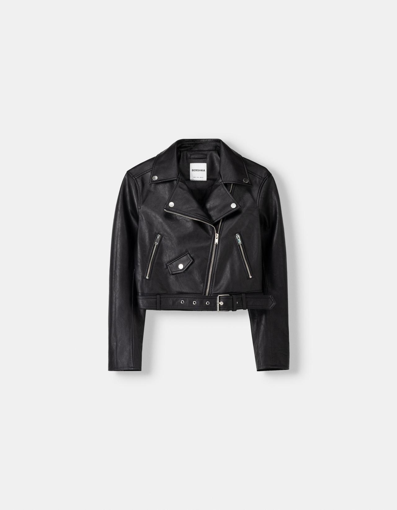 Leather effect biker jacket — Black