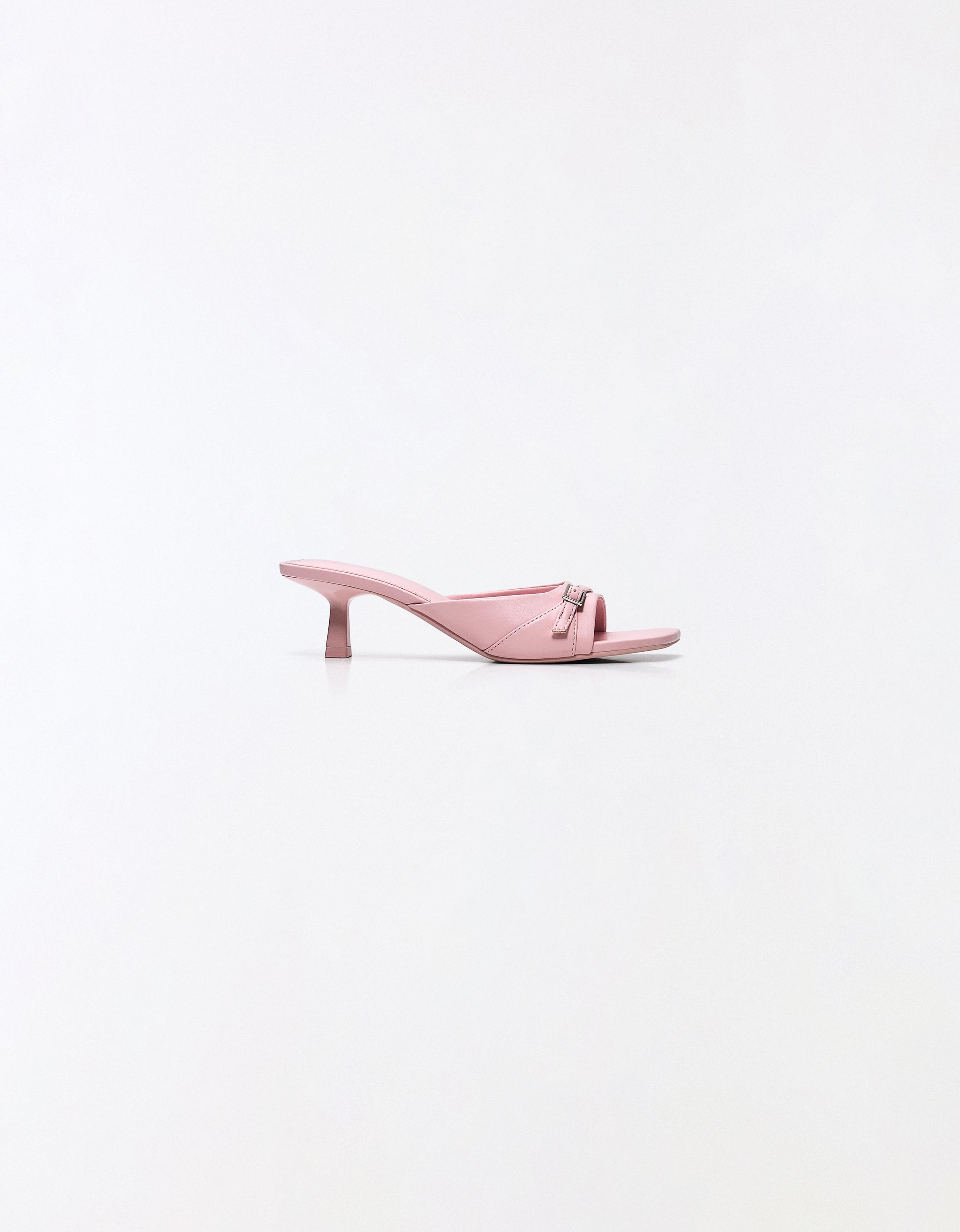 Heeled mules with buckle — PINK