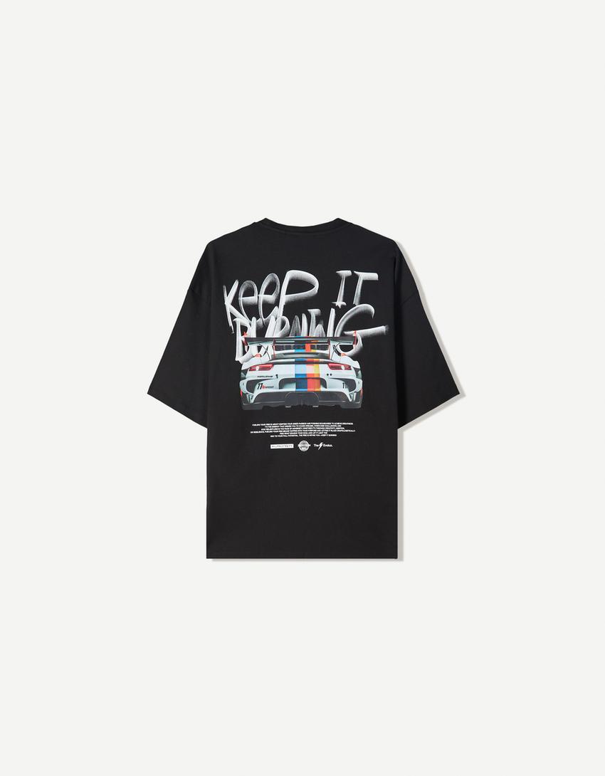 Short sleeve T-shirt with print-Black-1