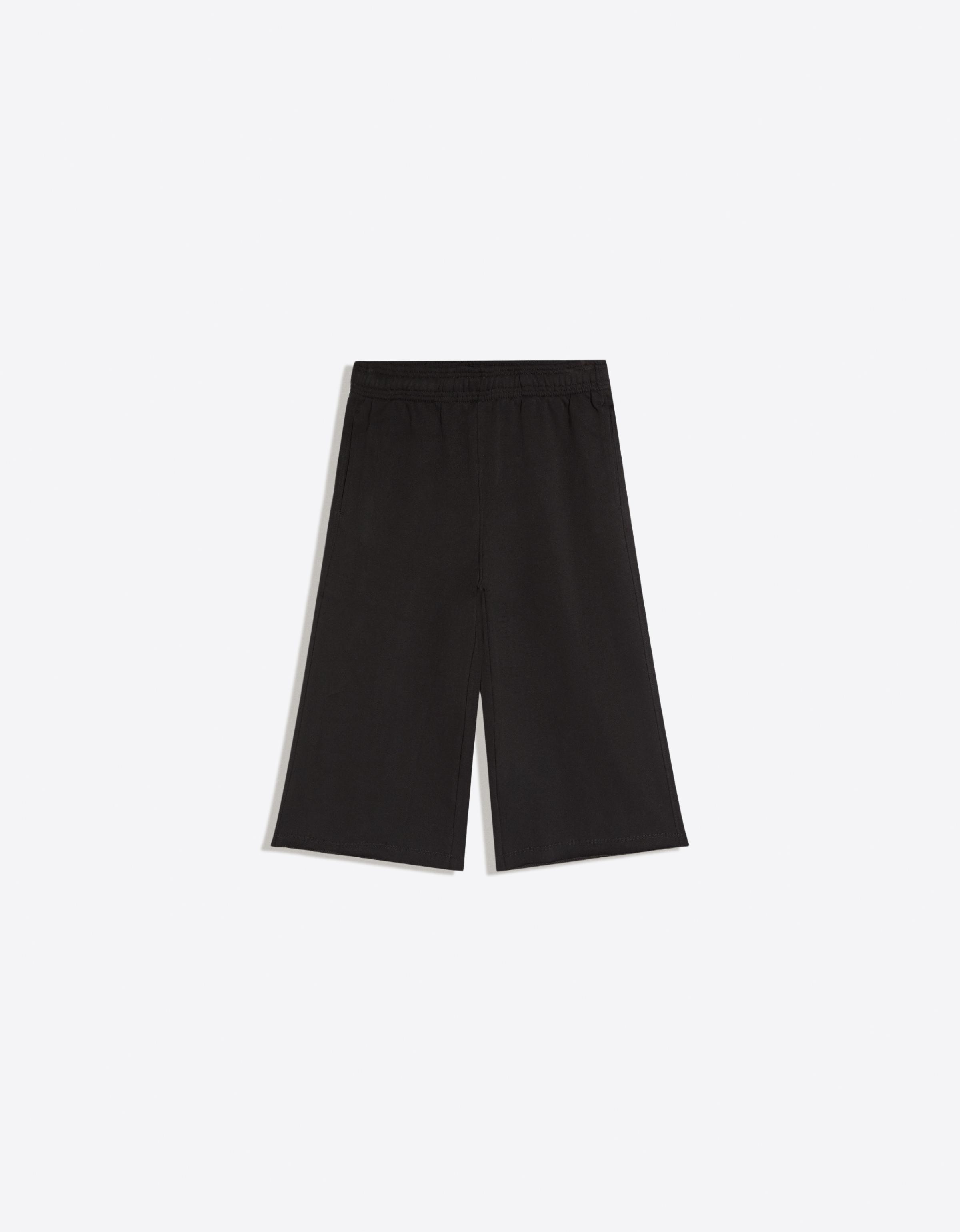 Bershka Bermuda Felpa Mujer Negro