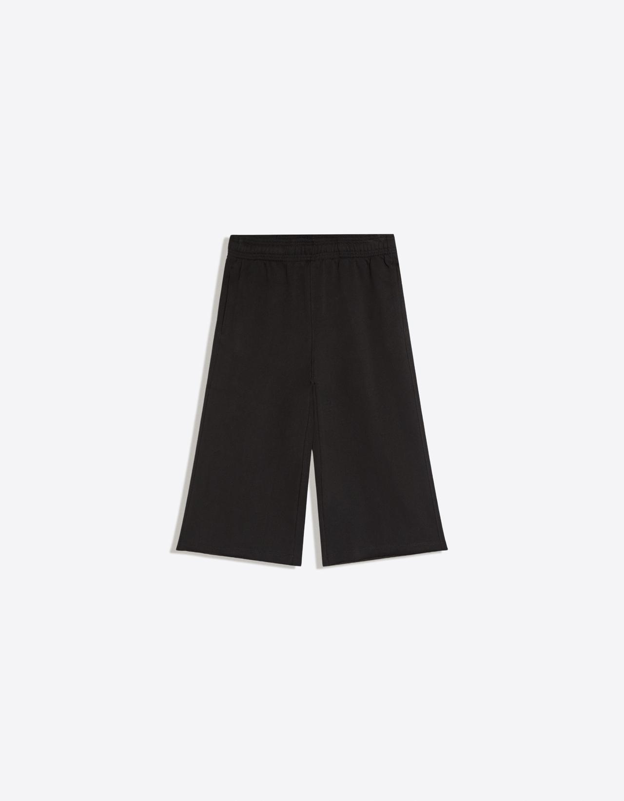 Long plush Bermuda shorts — Black
