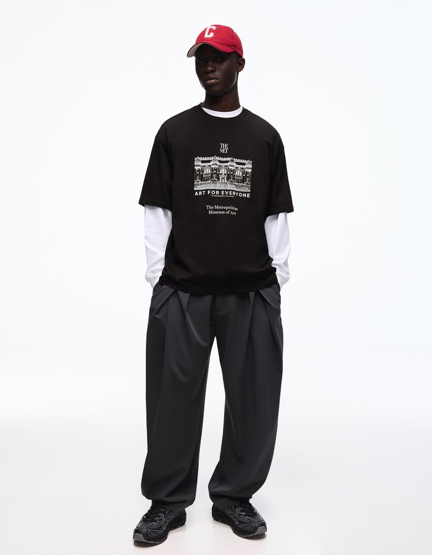 The Met print short sleeve T-shirt-Black