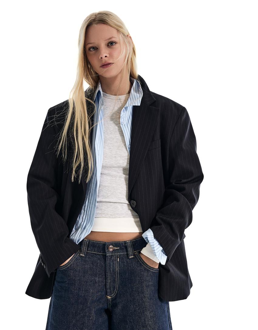 Blazer cruzada rayas-Marino