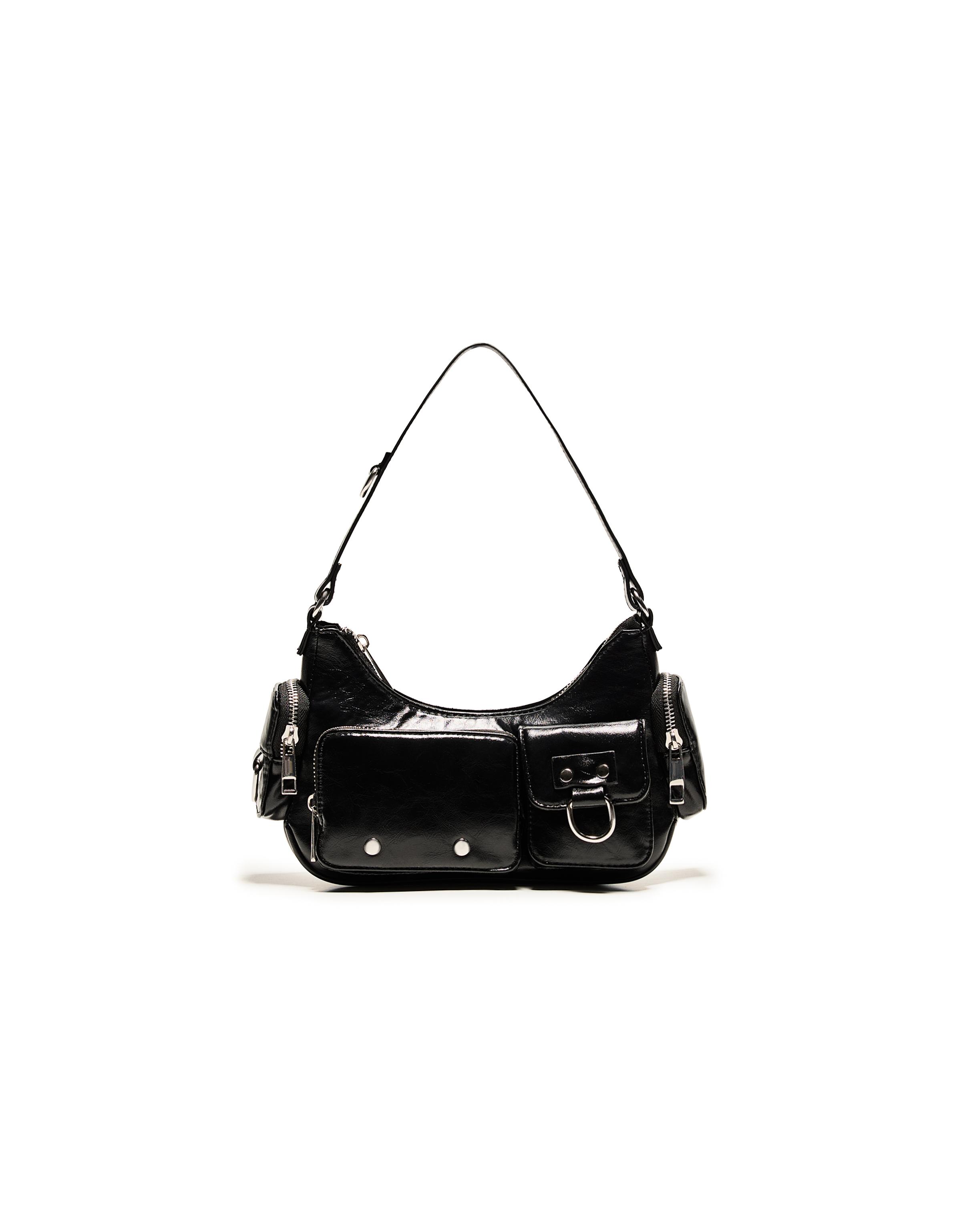 Multi-pocket shoulder bag — Black