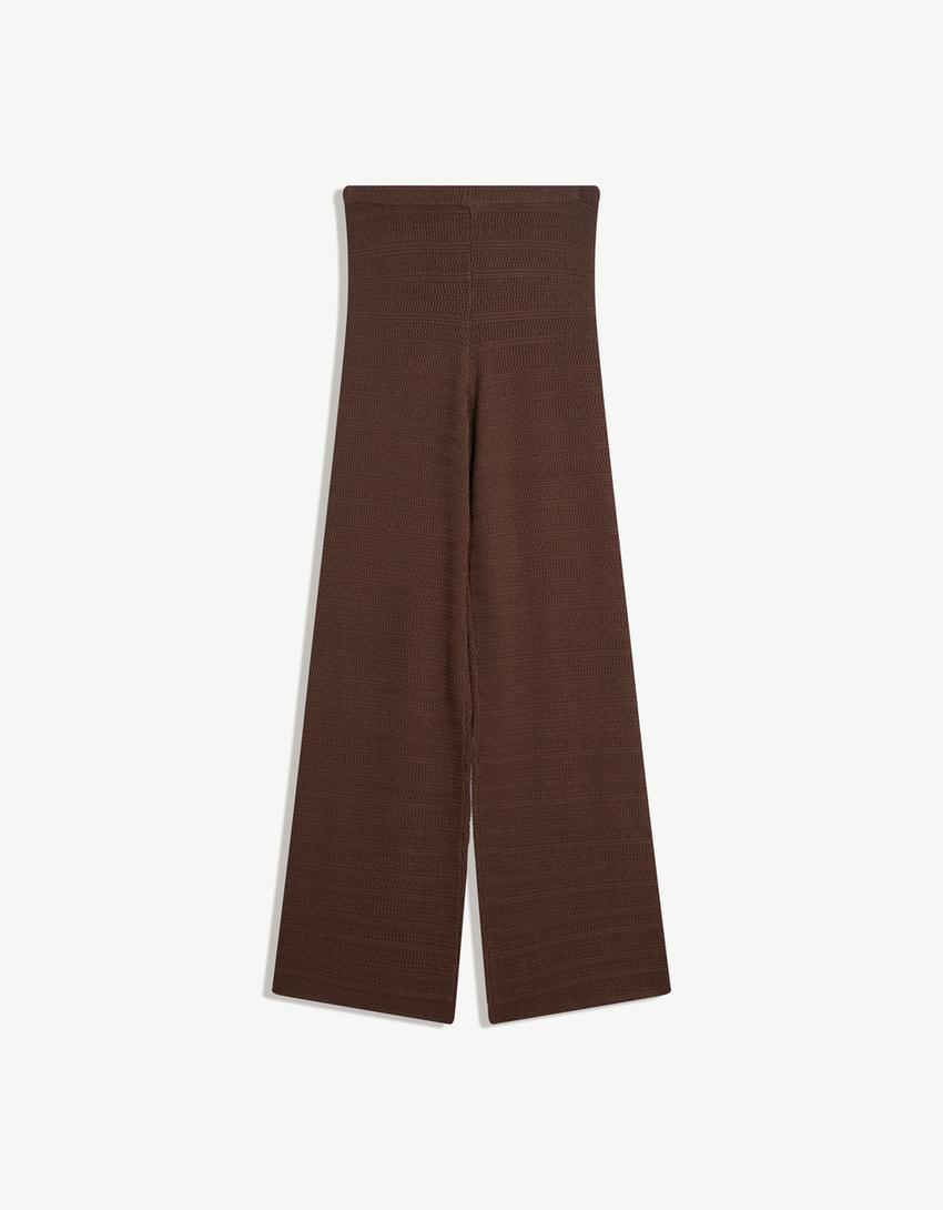 Open knit top and pants set-Open knit top and pants set-5