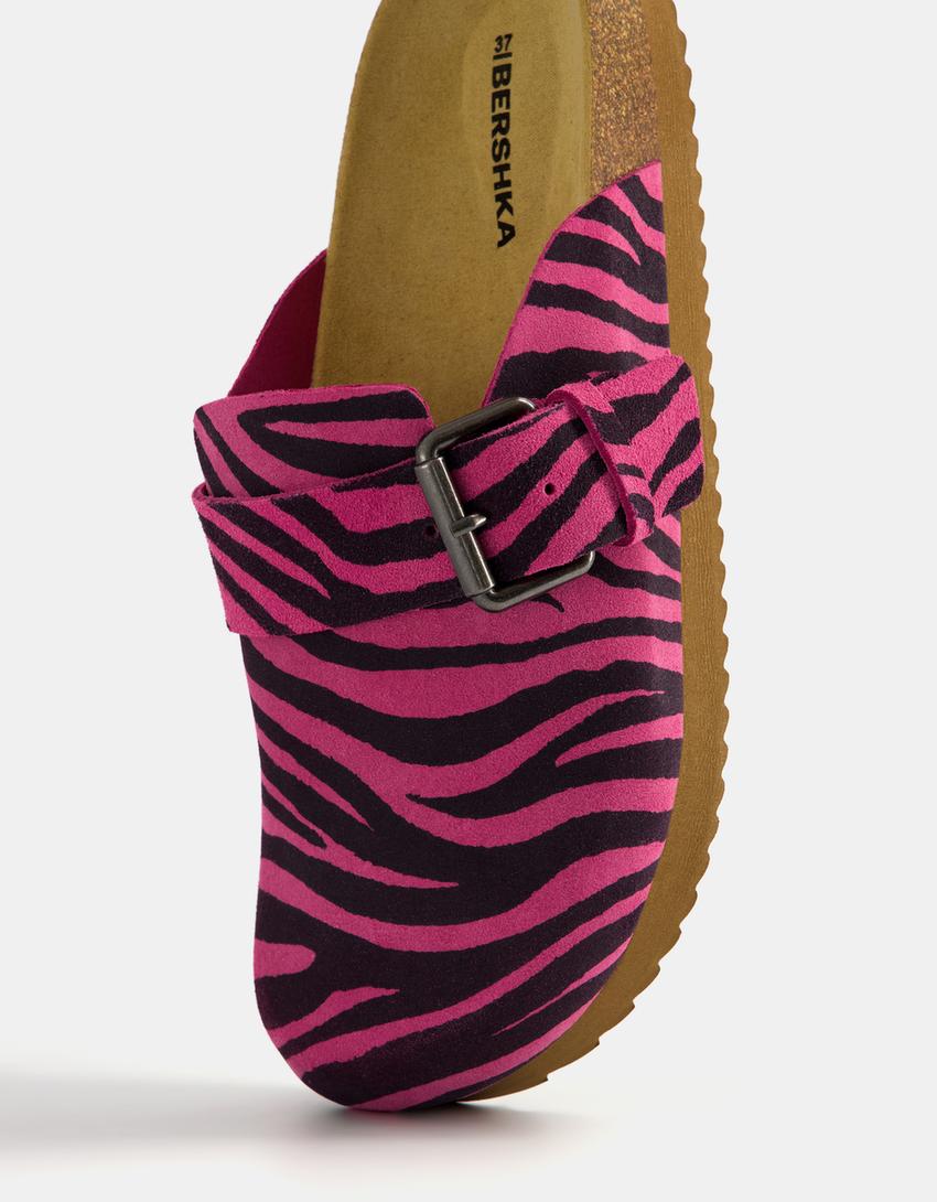 Sabots plateforme en CUIR-Fuchsia-3