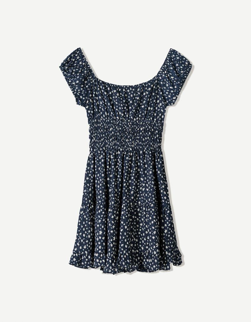Vestido mini volantes-Marino