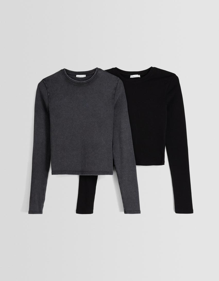 Pack of 2 round neck T-shirts-Multicolored-4