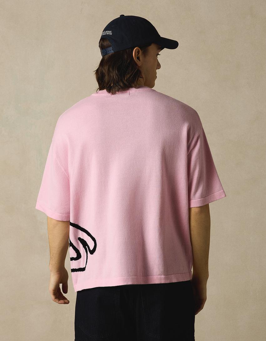 Camiseta manga corta print-Rosa