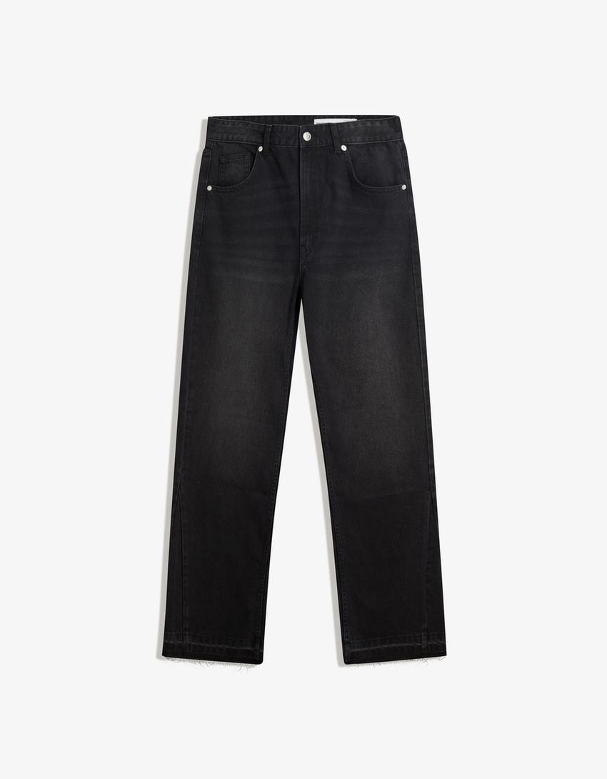 Jeans flare straight-Negro-3