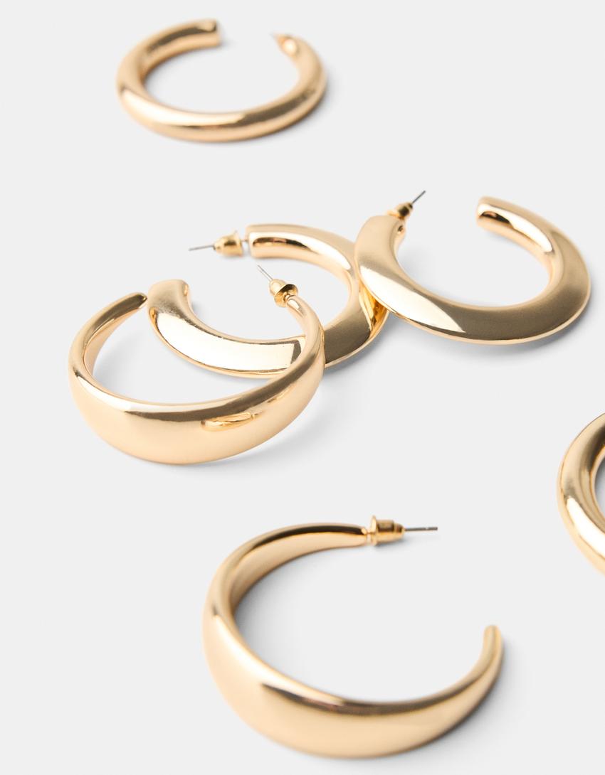 Pack 3 paires de boucles d’oreilles anneaux-Or-2