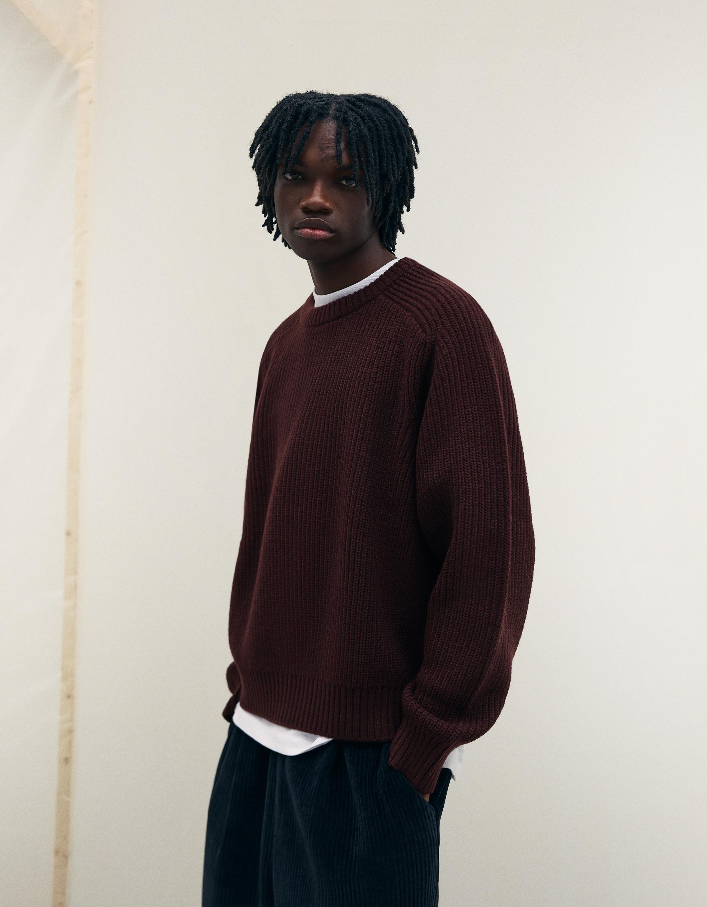 Bershka Perlstrickpullover Mit Wolle Herren Xl Bordeaux