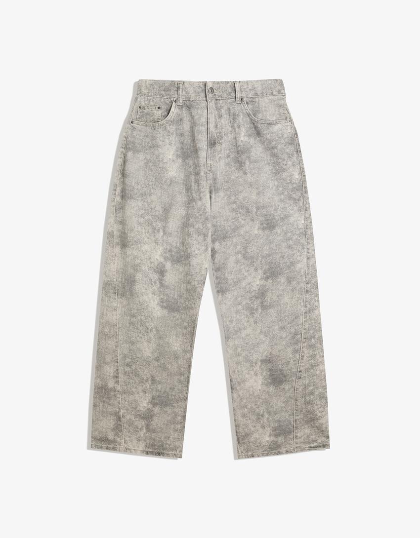 Calças superbaggy com estampa-Cru
