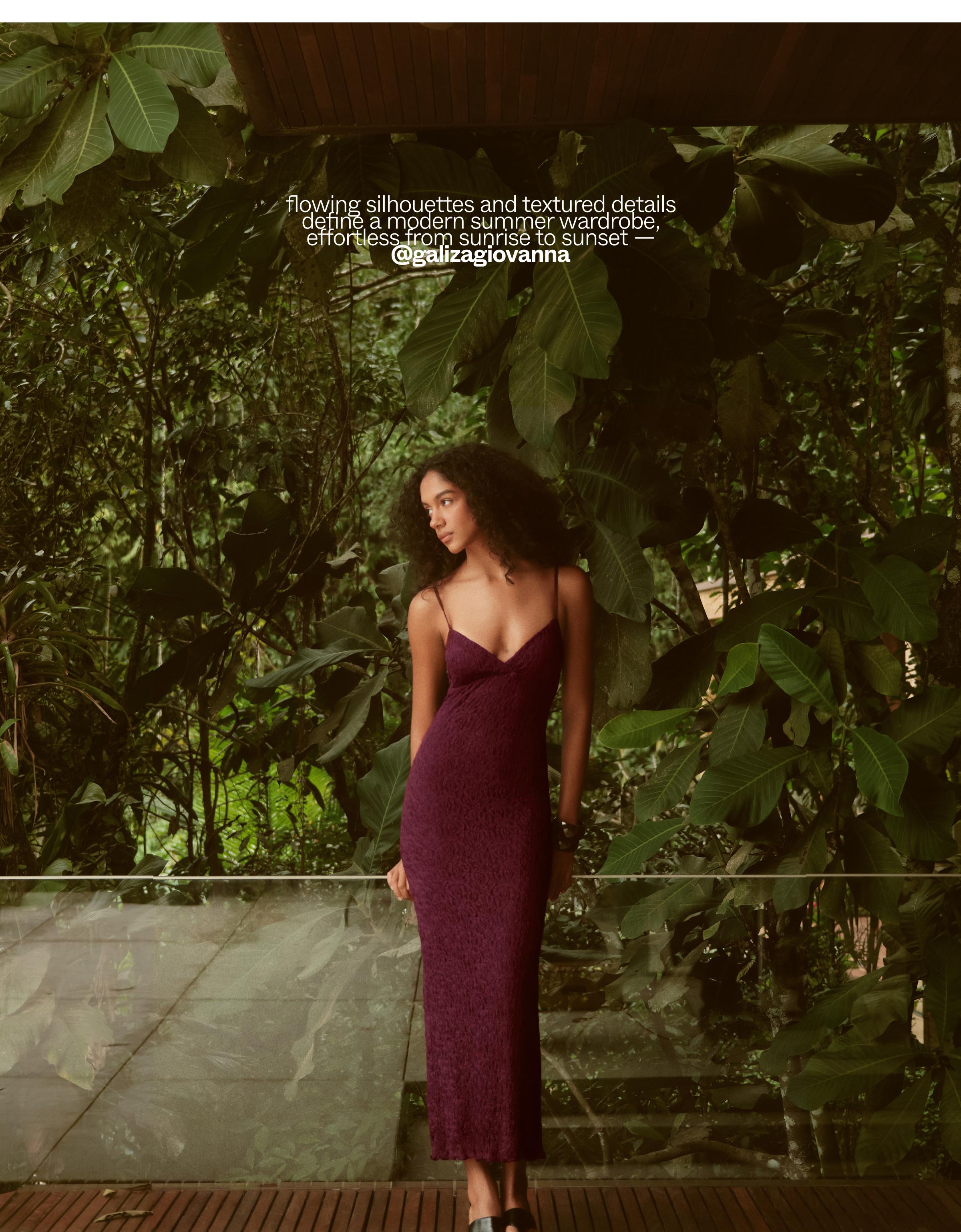 Lace strap midi dress — Burgundy