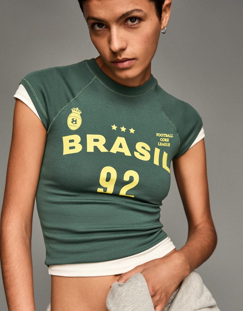 Camiseta manga corta print-Verde