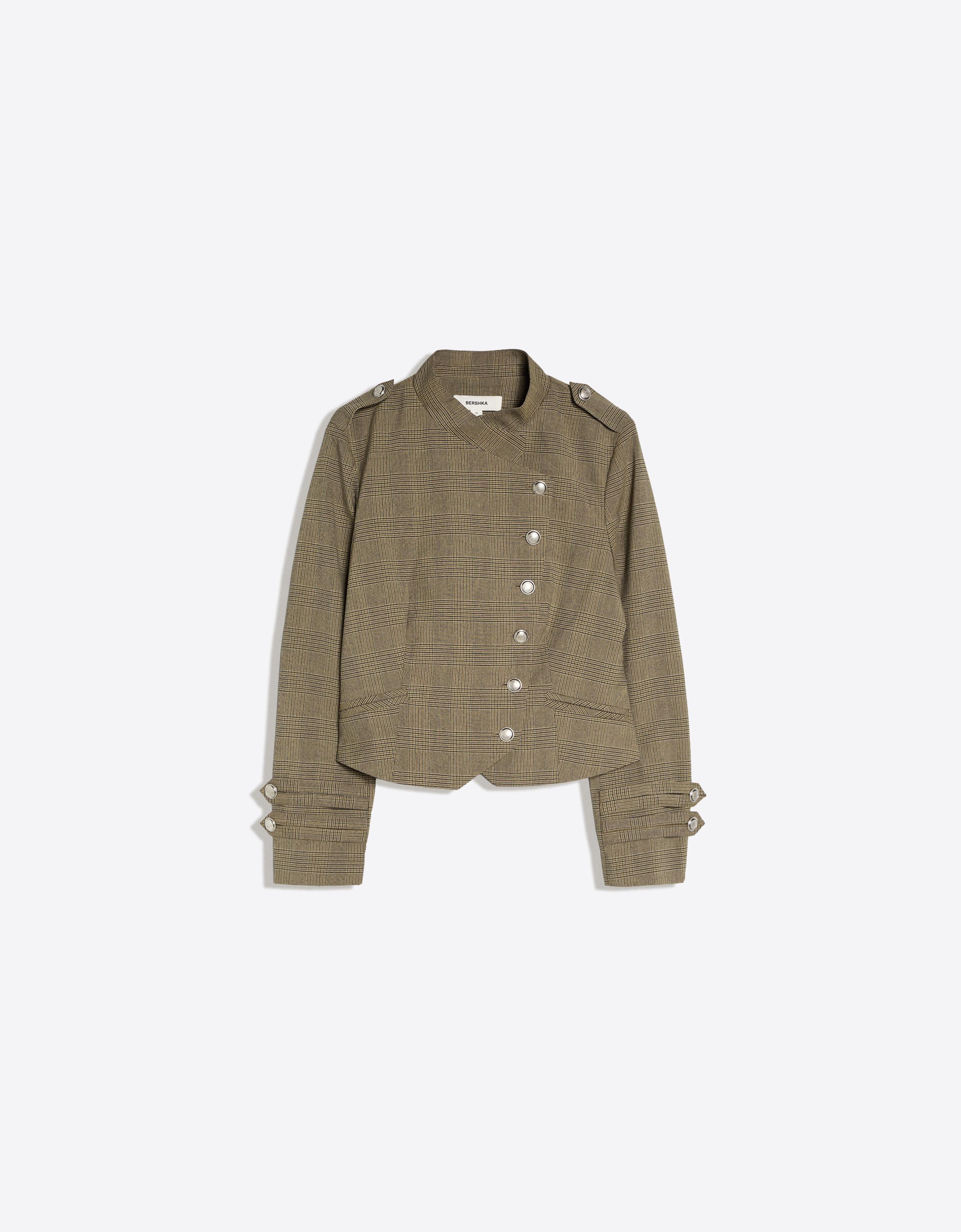 Bershka Blazer Botones Cruzada Mujer Visón