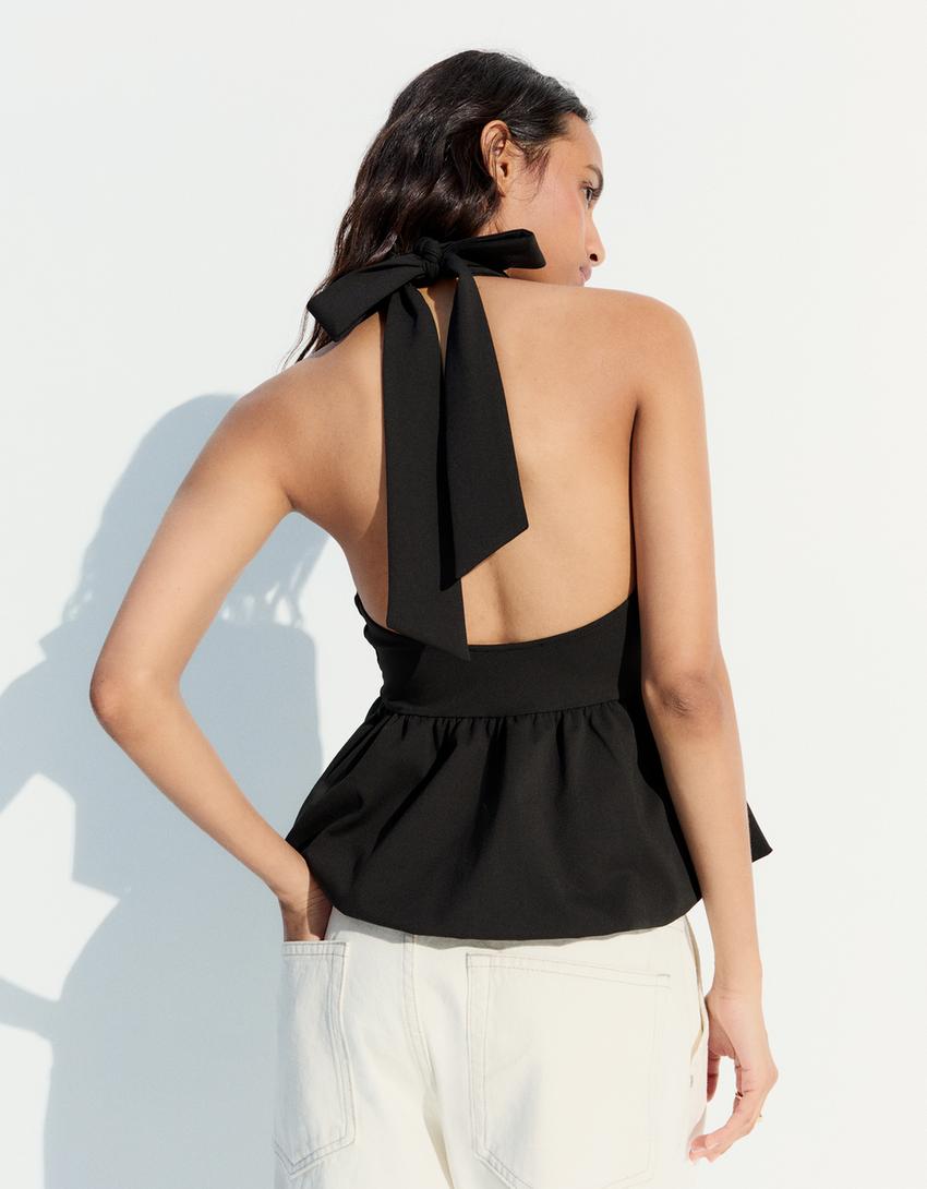 Top halter efecto globo-Negro