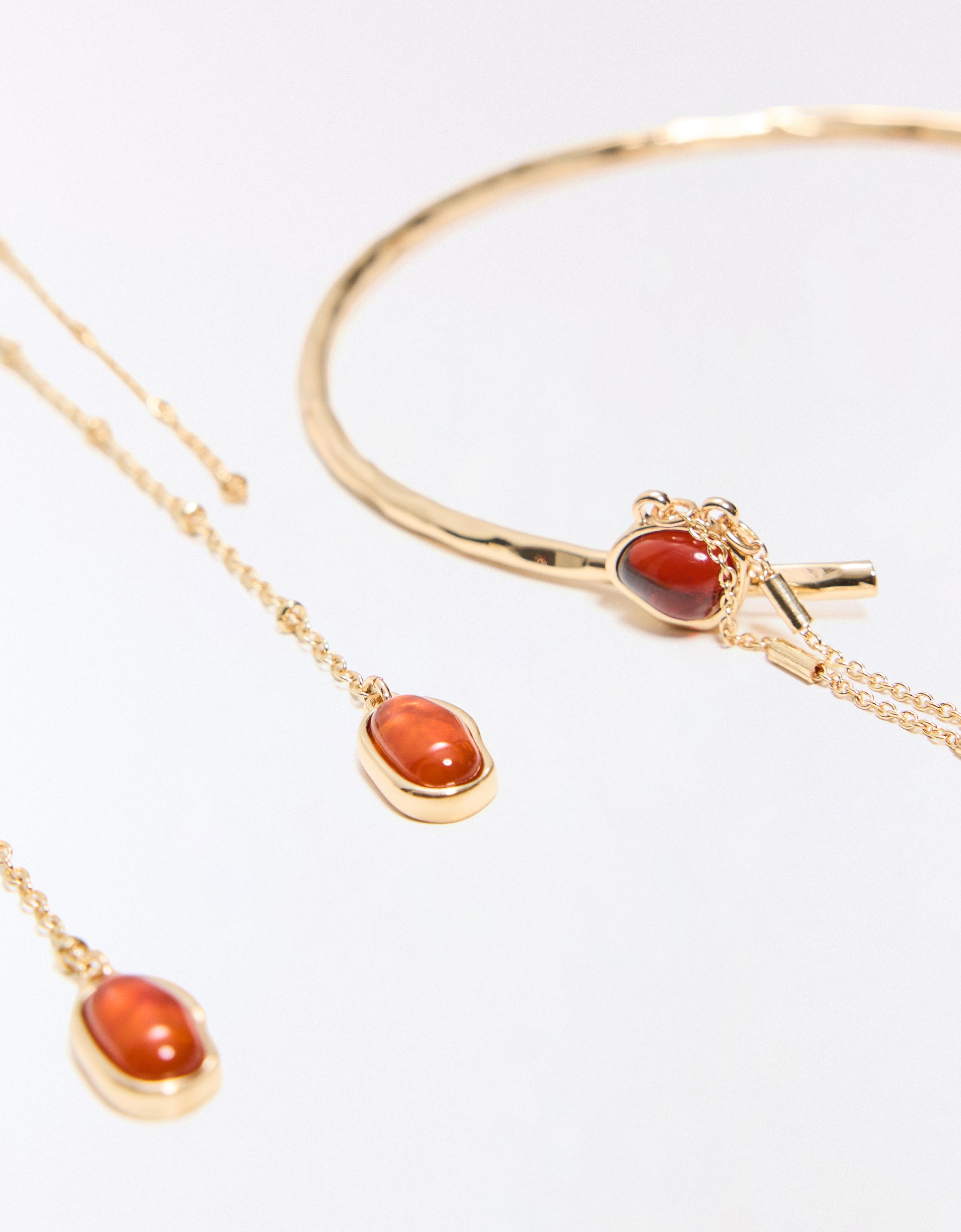 Pack of 2 stone and chain bracelets — Gold