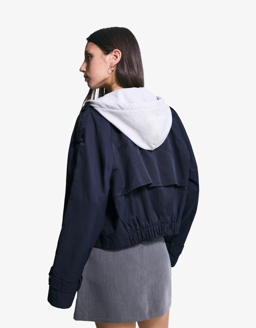 Blusão trench curto-Marinho