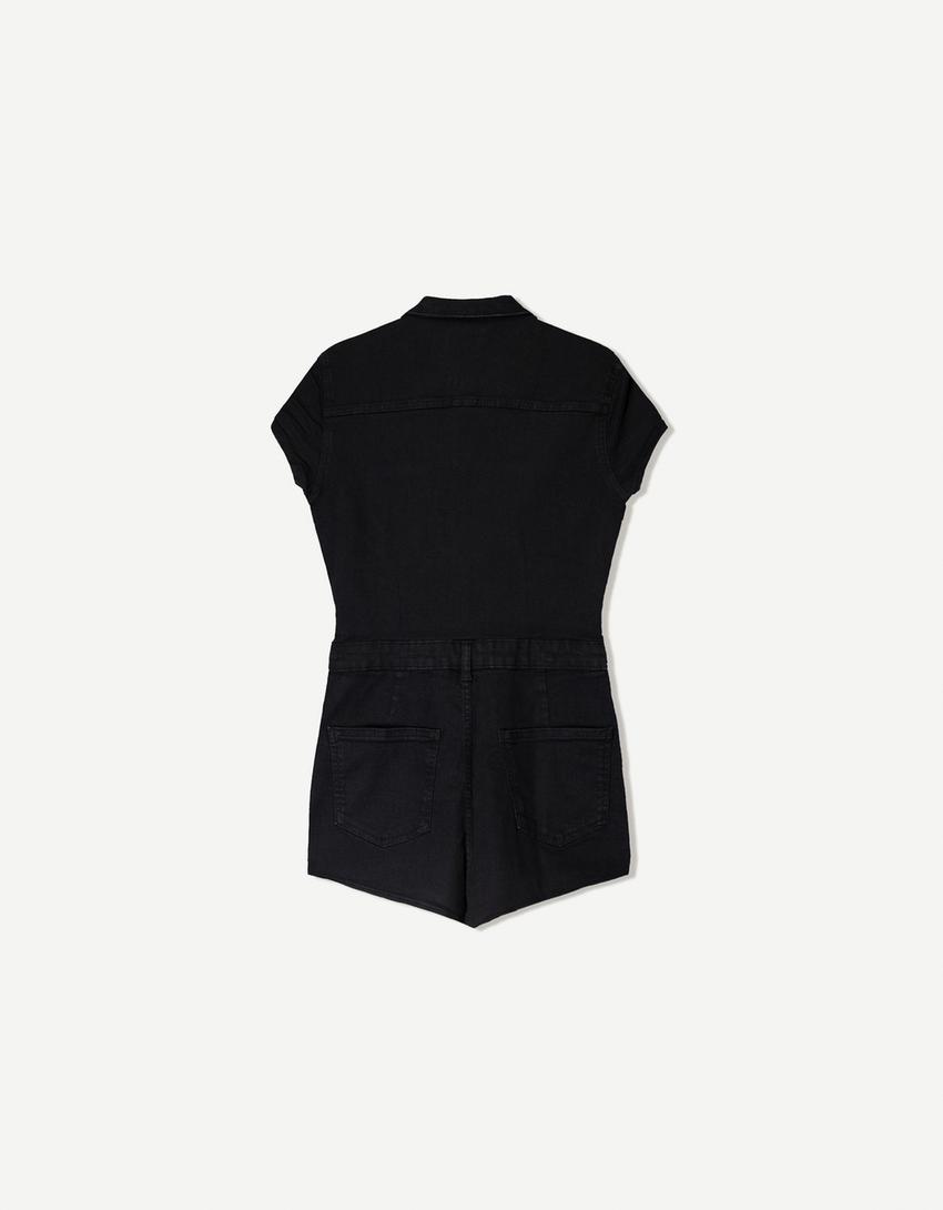 Mono denim corto-Negro-4