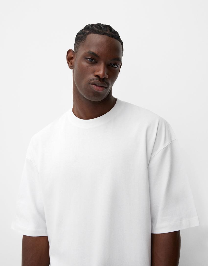 Oversized T-shirt met korte mouw-Wit