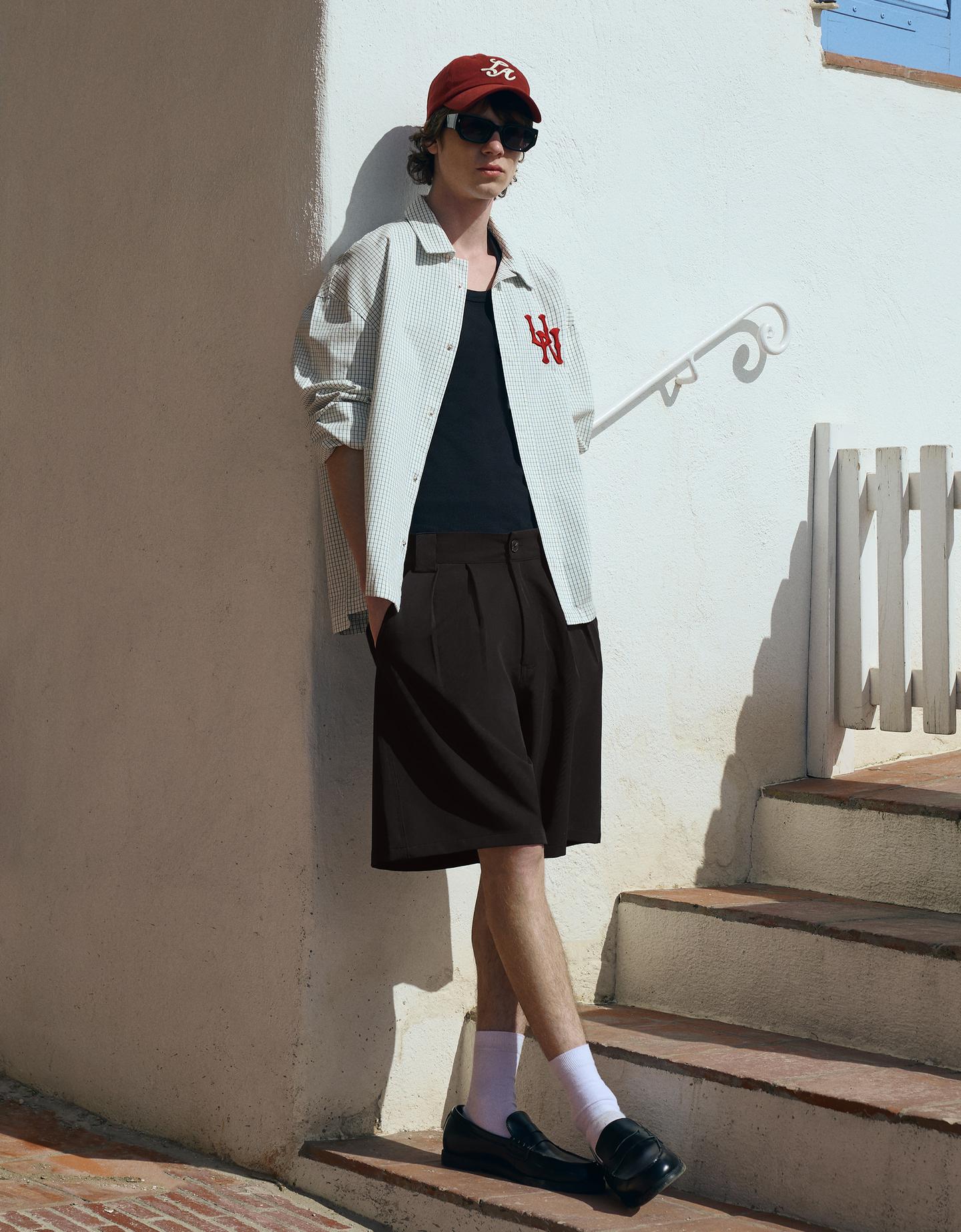 Bershka bermudy boxy tailoring czarny