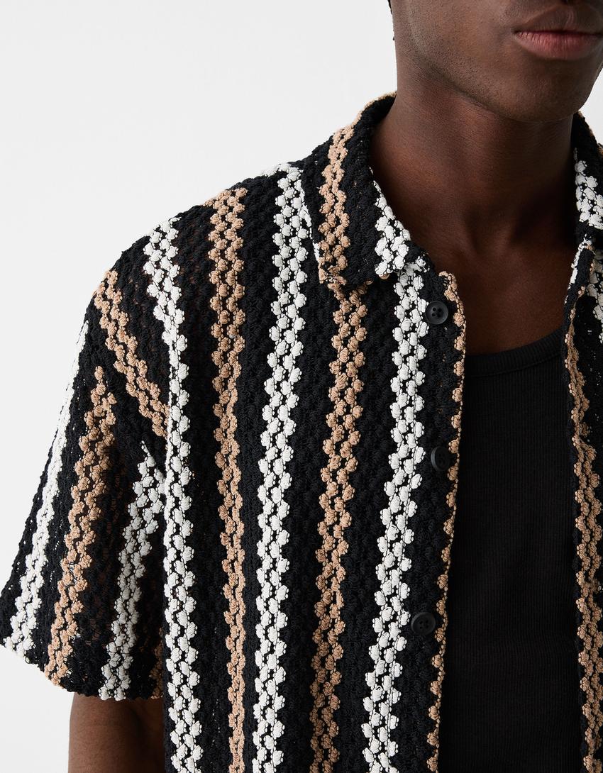 Chemise texture rayures-Noir-5