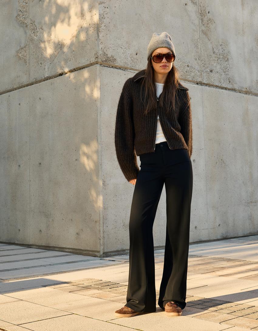 Wide-leg trousers-Black