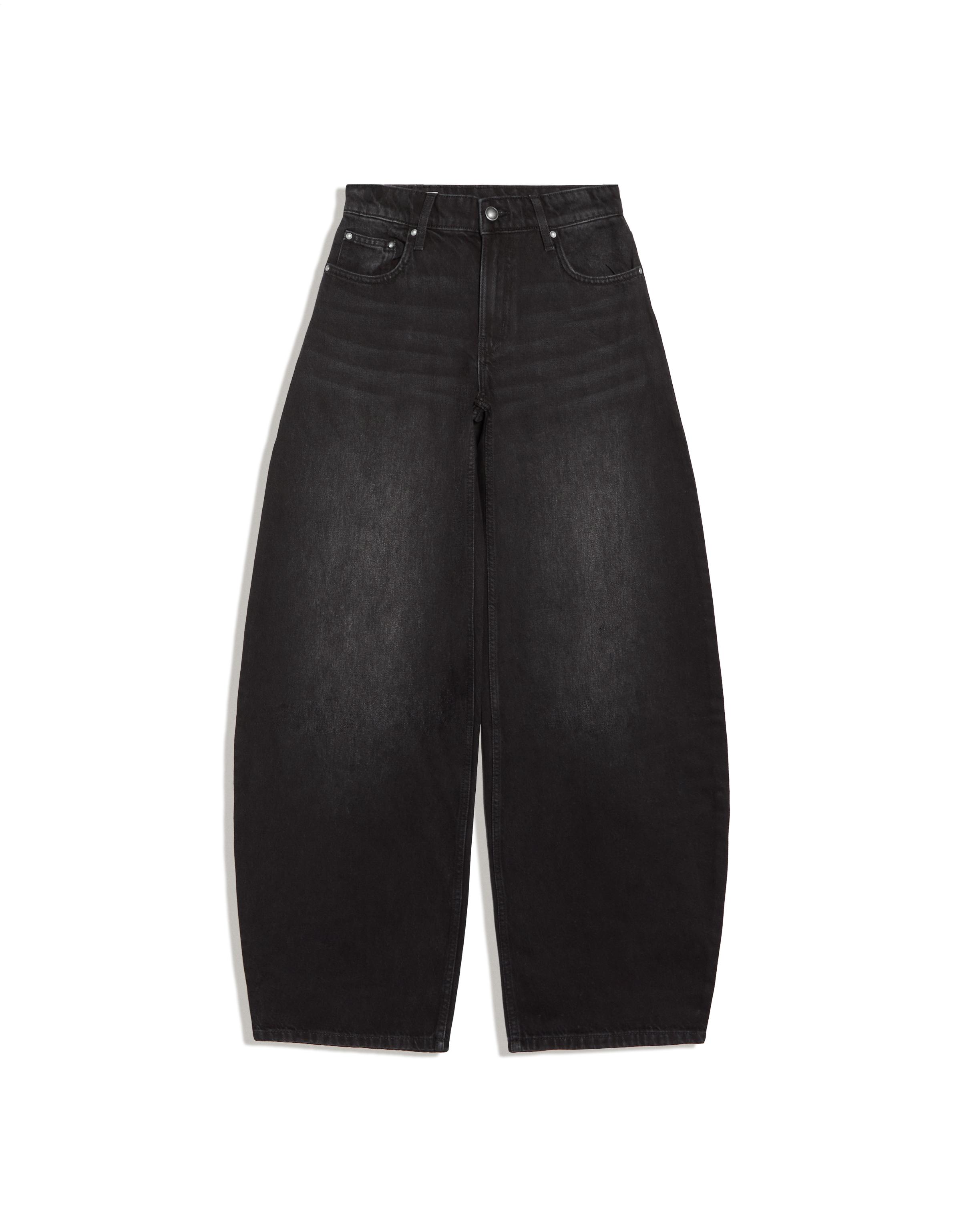 High-waist barrel jeans — Black