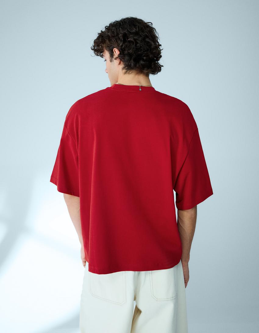 Boxy short sleeve T-shirt-Coral