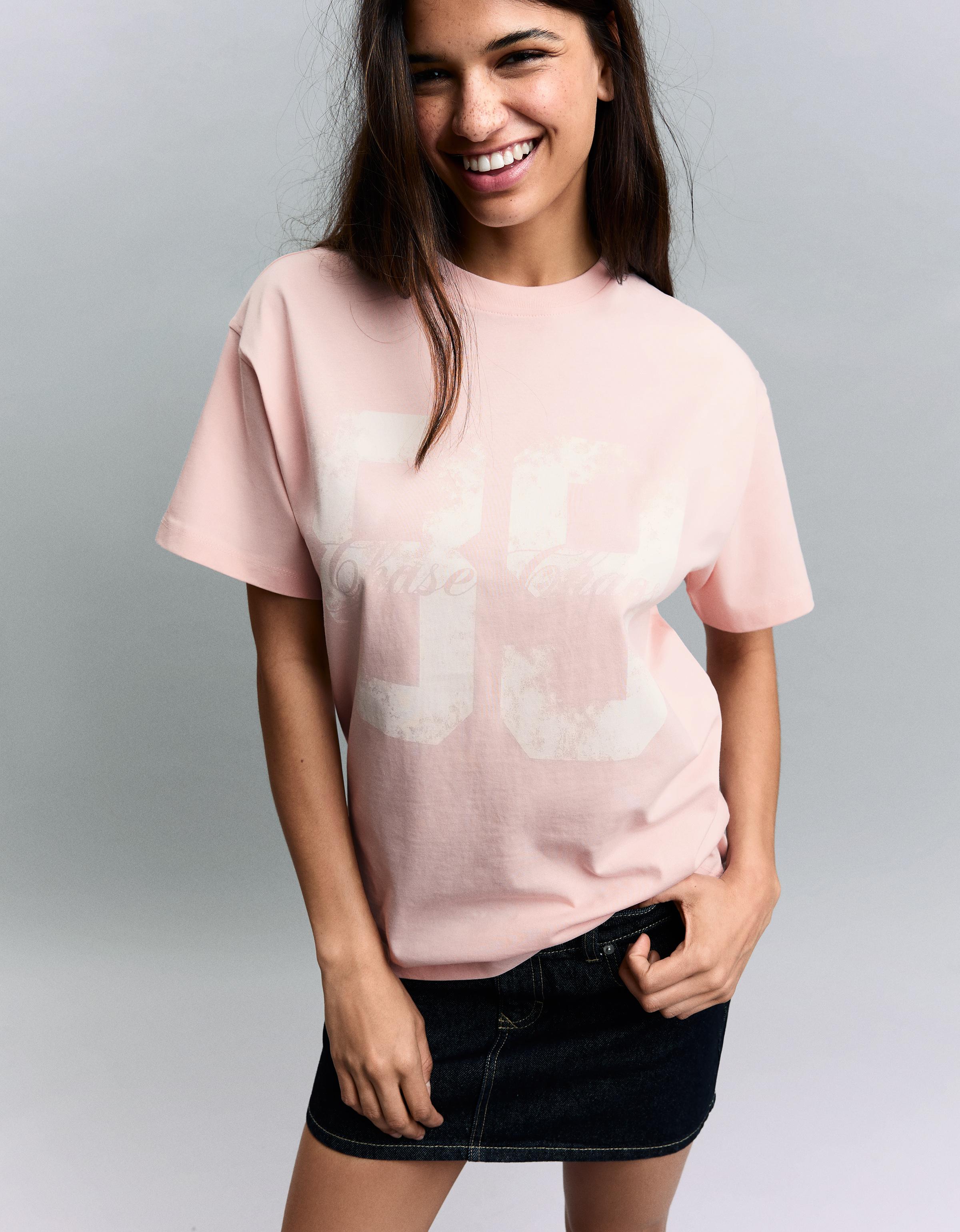 Camiseta Manga Corta Print Mujer L Rosa