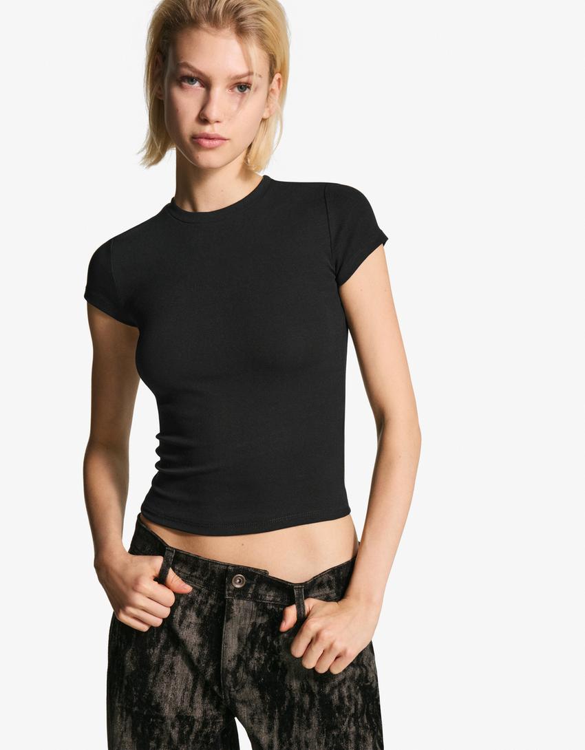 T-Shirt Rundausschnitt-Schwarz